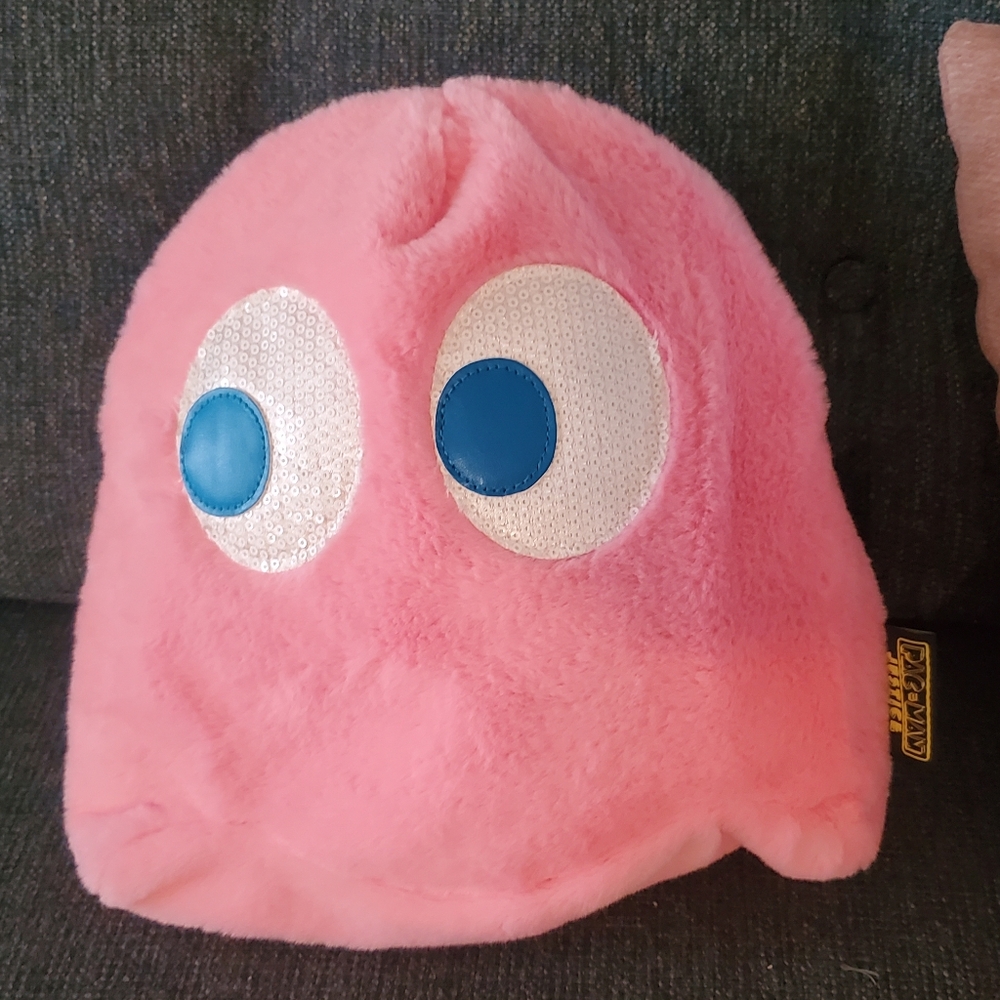 Justice Pink Ghost Plush Backpack NWT